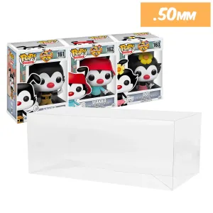 3 POPS SIDE BY SIDE Pop Protectors for Funko (0.60mm thick) 6.25h x 13.5w x 3.5d