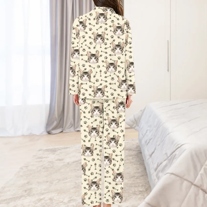 Custom Dog Cat Paw Prints Pajama Pants with Pet Picture Pajamas Set