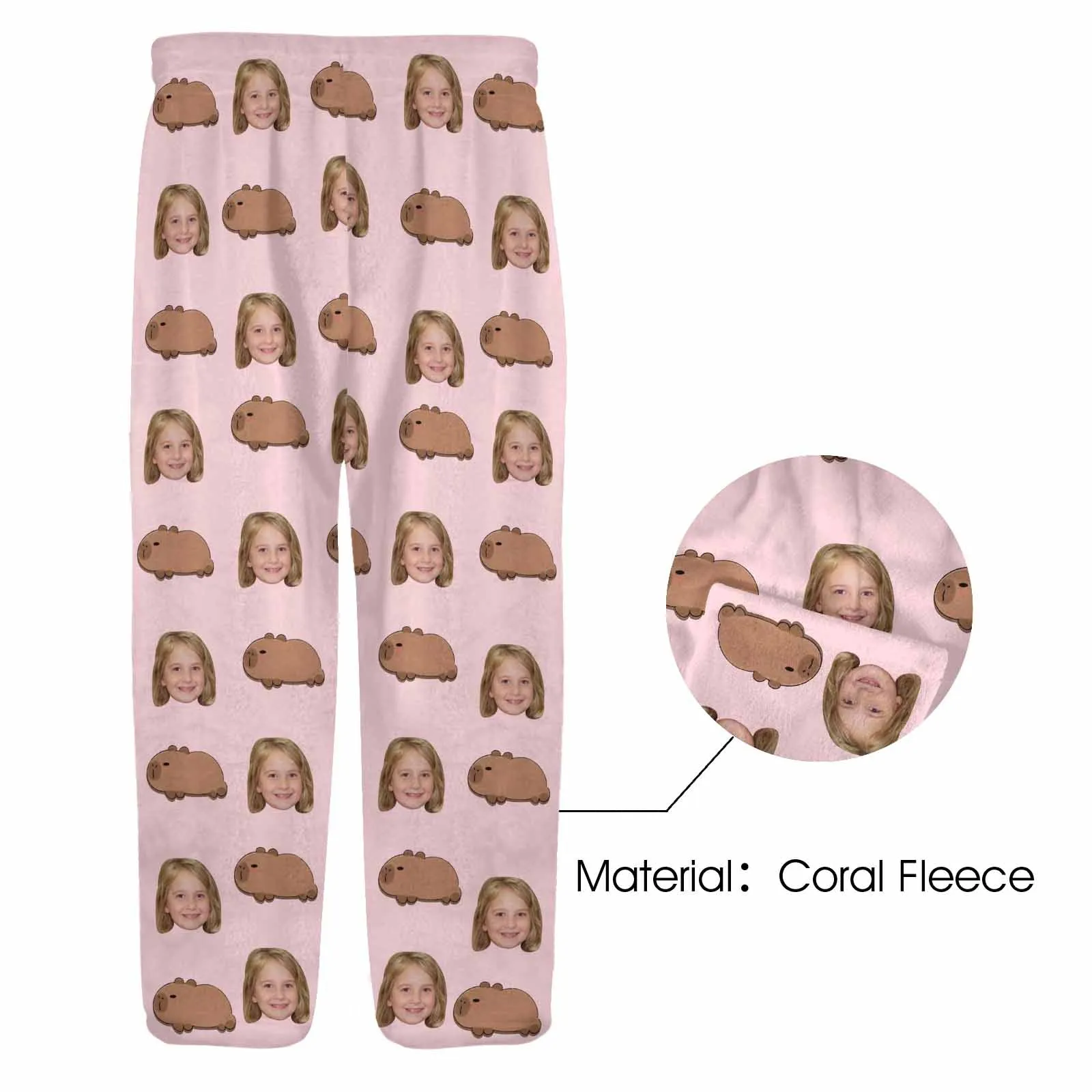 Flannel Pants for 2-15Y Kids-Custom Pet Photo Cute Capibara Pajama Pants 100% Soft Flannel For Winter