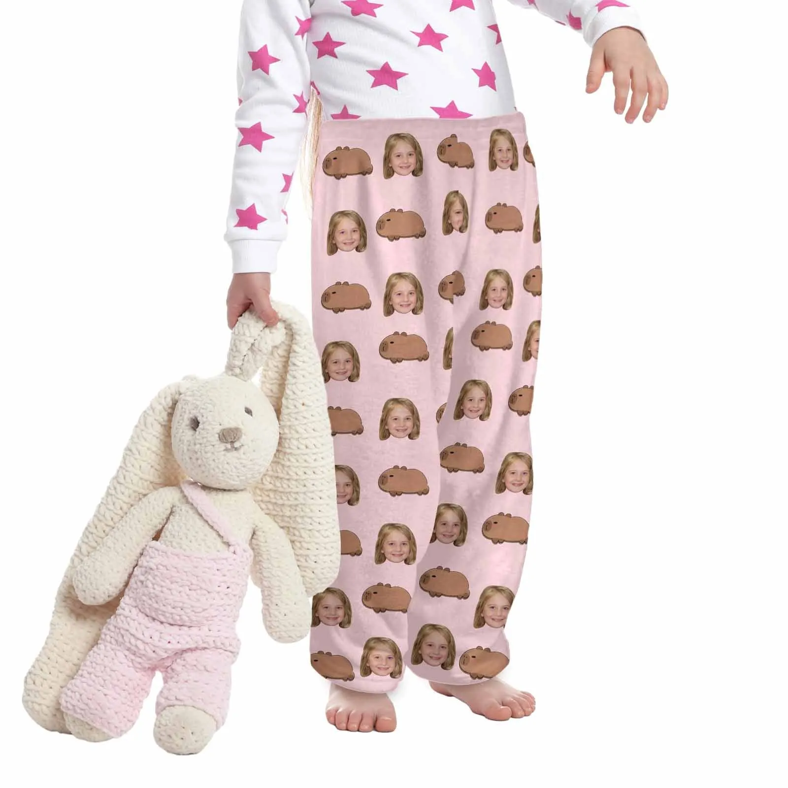 Flannel Pants for 2-15Y Kids-Custom Pet Photo Cute Capibara Pajama Pants 100% Soft Flannel For Winter