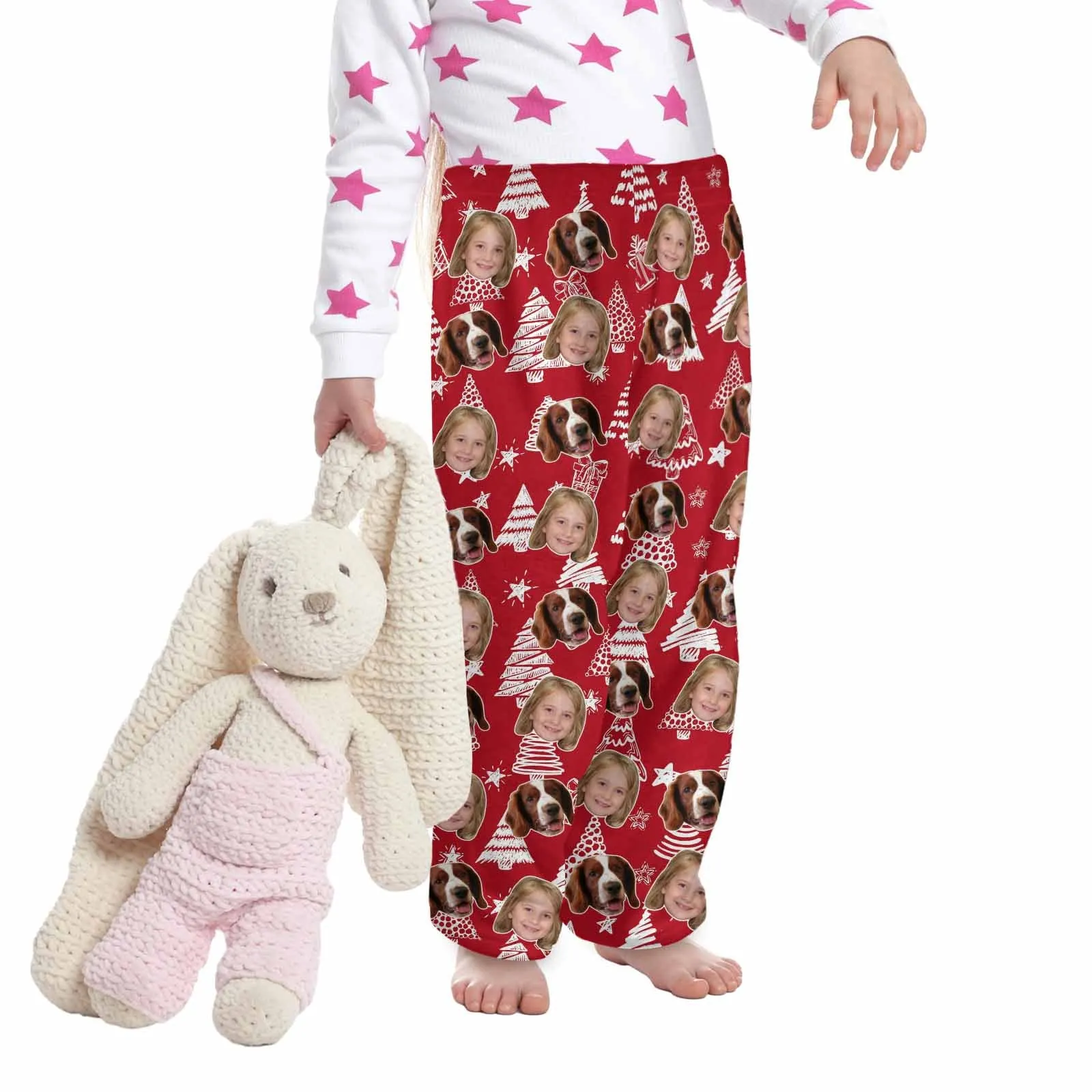 Flannel Pants for 2-15Y Kids-Custom Pet Photo Cute Pet and Me Pajama Pants 100% Soft Flannel For Winter