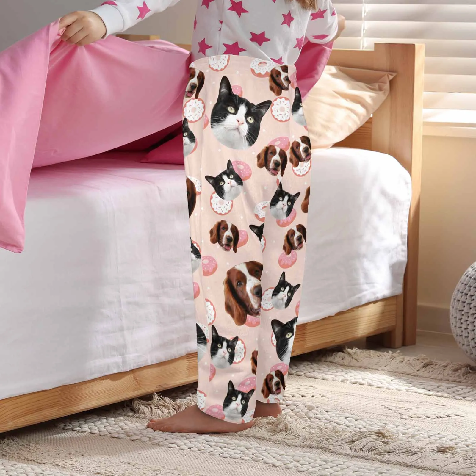 Flannel Pants for 2-15Y Kids-Custom Pet Photo Cute Pet and Me Pajama Pants 100% Soft Flannel For Winter