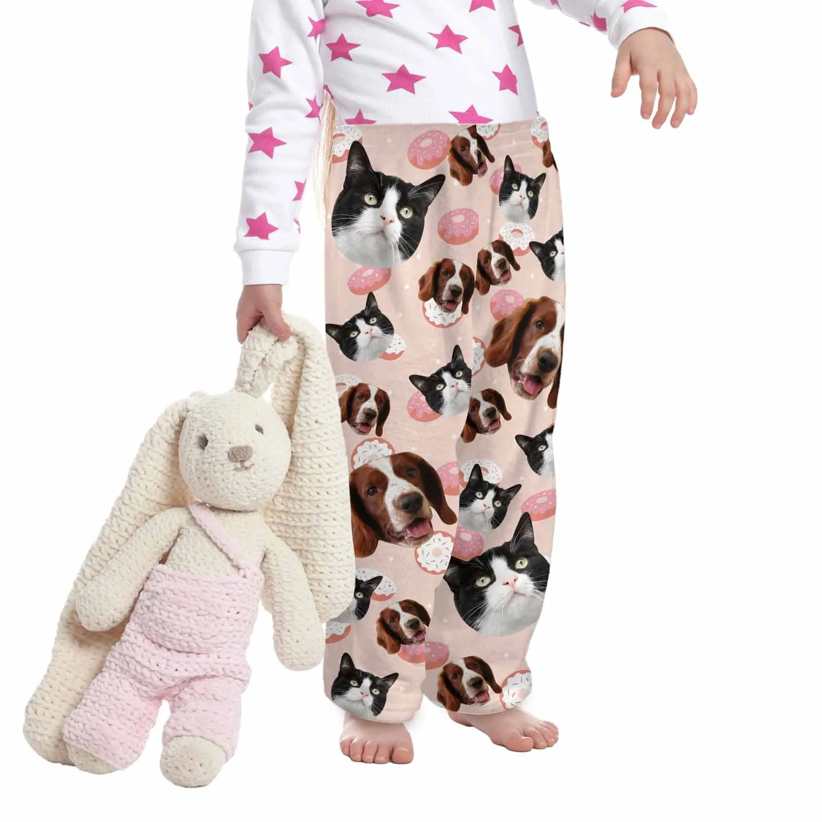 Flannel Pants for 2-15Y Kids-Custom Pet Photo Cute Pet and Me Pajama Pants 100% Soft Flannel For Winter