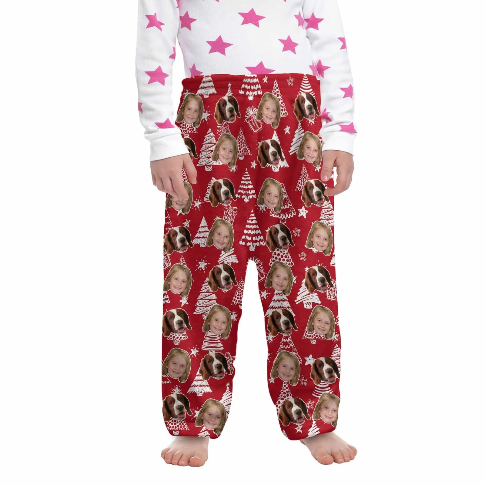Flannel Pants for 2-15Y Kids-Custom Pet Photo Cute Pet and Me Pajama Pants 100% Soft Flannel For Winter