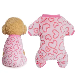 Fleece Cute Heart Pattern Pet Jumpsuit