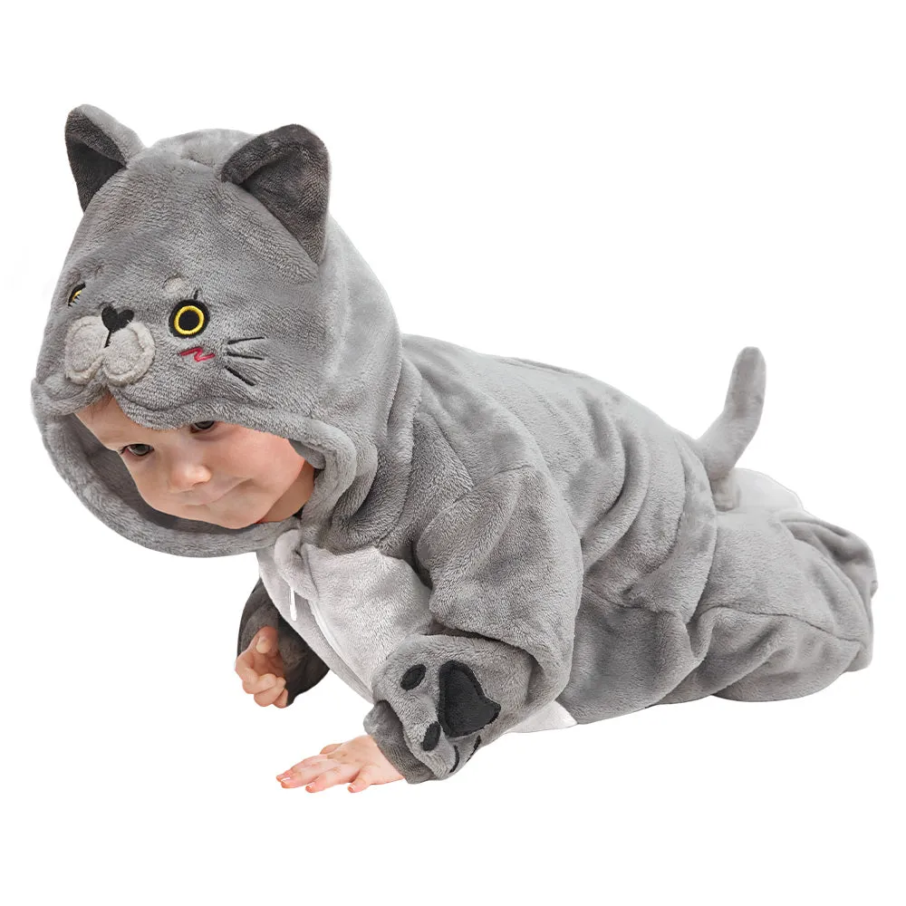 OLAOLA Baby's Cat Animal Onesie Plush Soft Flannel Warm Home Pet Pajamas One-Piece Sleepwear