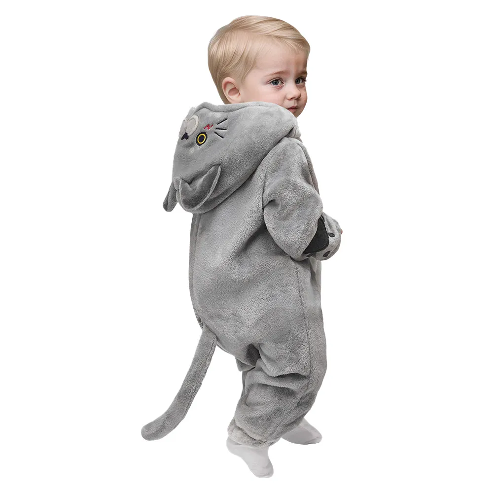 OLAOLA Baby's Cat Animal Onesie Plush Soft Flannel Warm Home Pet Pajamas One-Piece Sleepwear