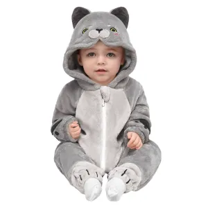 OLAOLA Baby's Cat Animal Onesie Plush Soft Flannel Warm Home Pet Pajamas One-Piece Sleepwear