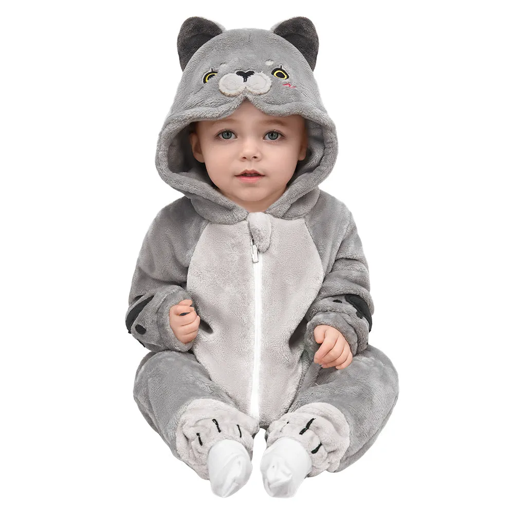 OLAOLA Baby's Cat Animal Onesie Plush Soft Flannel Warm Home Pet Pajamas One-Piece Sleepwear