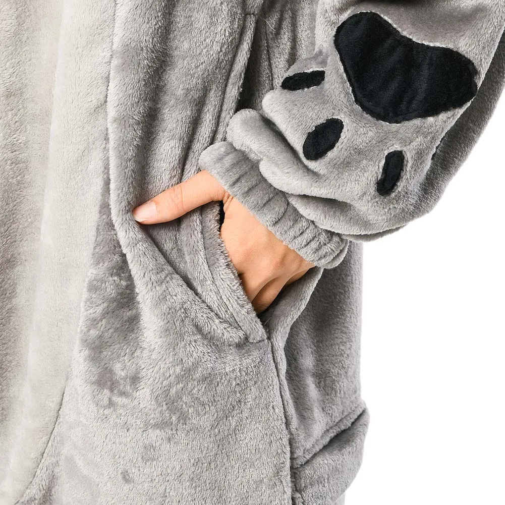 OLAOLA Unisex Adult Plush Cat Animals Onesie Pajamas Warm Home One-Piece Sleepwear