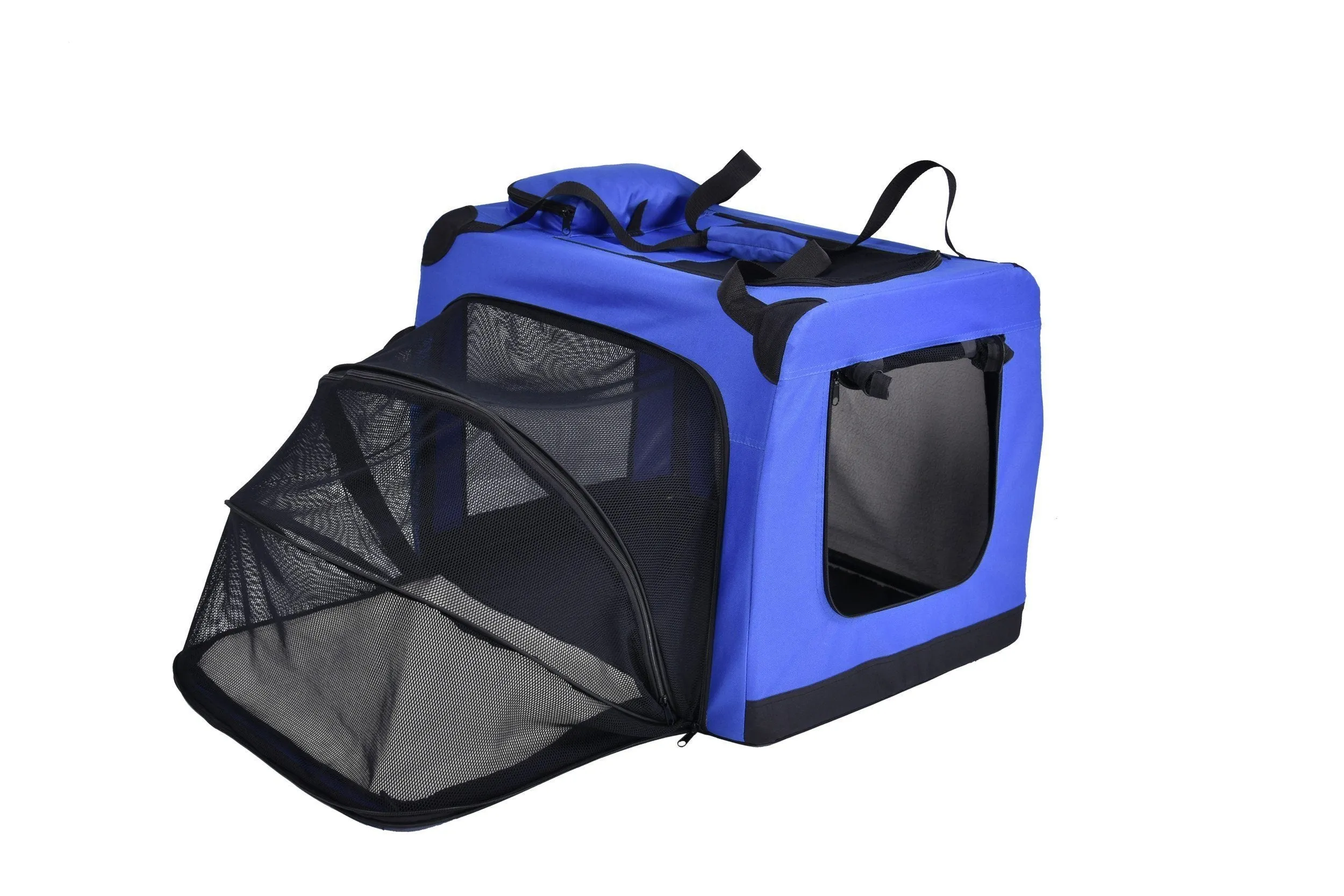 Pet Life ®  'Hounda Accordion' Metal Framed Soft-Folding Collapsible Dual-Sided Expandable Pet Dog Crate