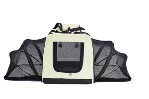 Pet Life ®  'Hounda Accordion' Metal Framed Soft-Folding Collapsible Dual-Sided Expandable Pet Dog Crate
