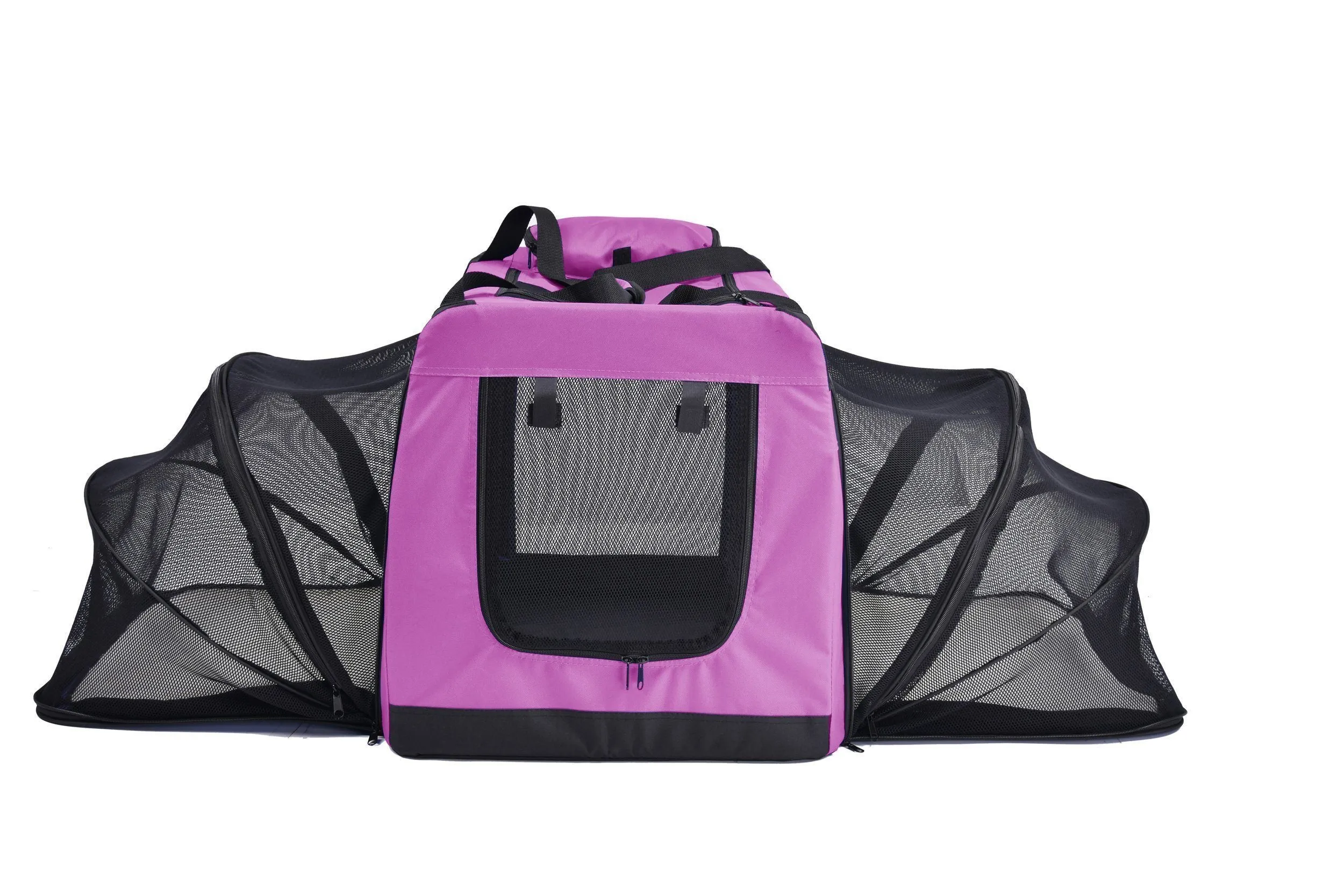 Pet Life ®  'Hounda Accordion' Metal Framed Soft-Folding Collapsible Dual-Sided Expandable Pet Dog Crate