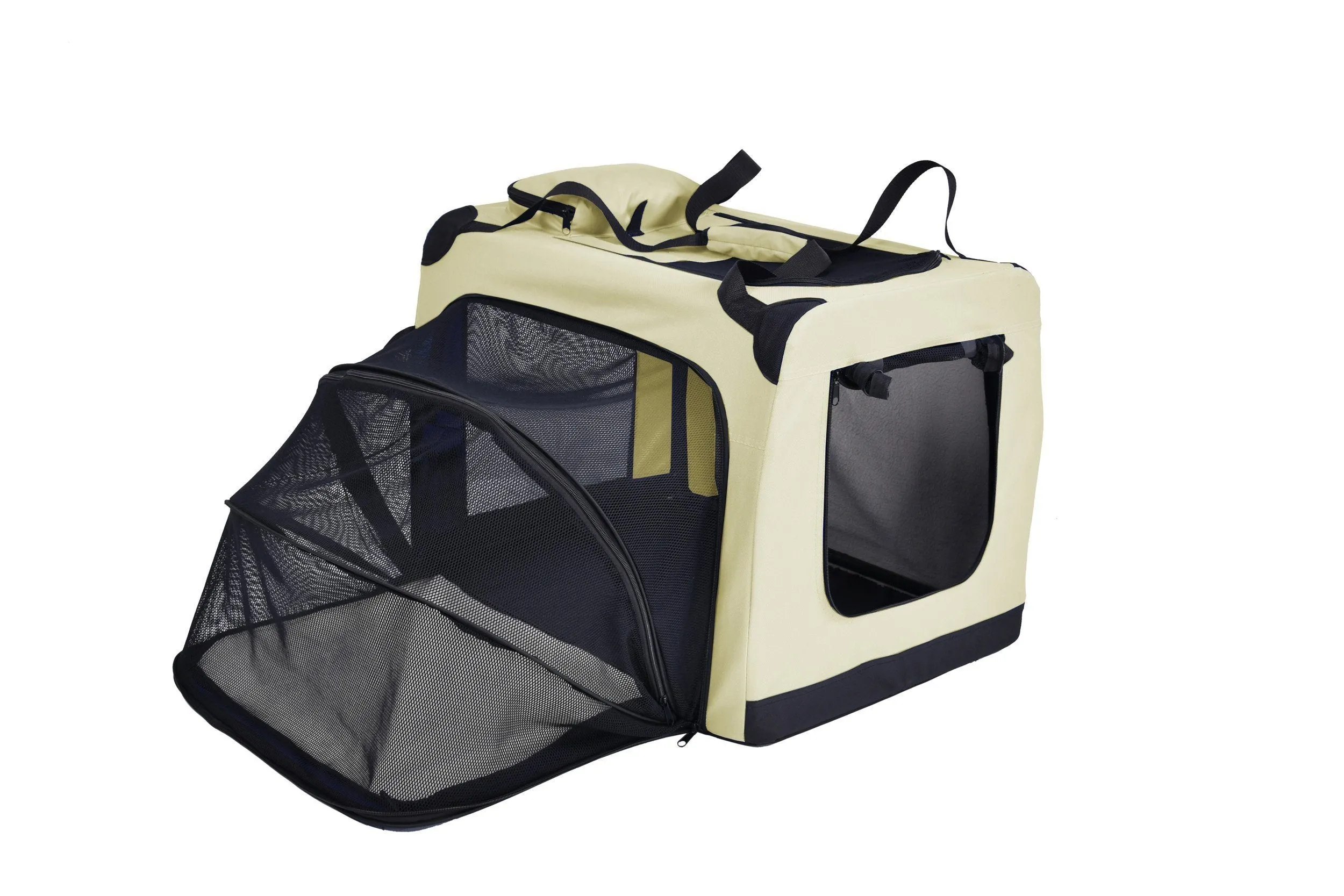 Pet Life ®  'Hounda Accordion' Metal Framed Soft-Folding Collapsible Dual-Sided Expandable Pet Dog Crate