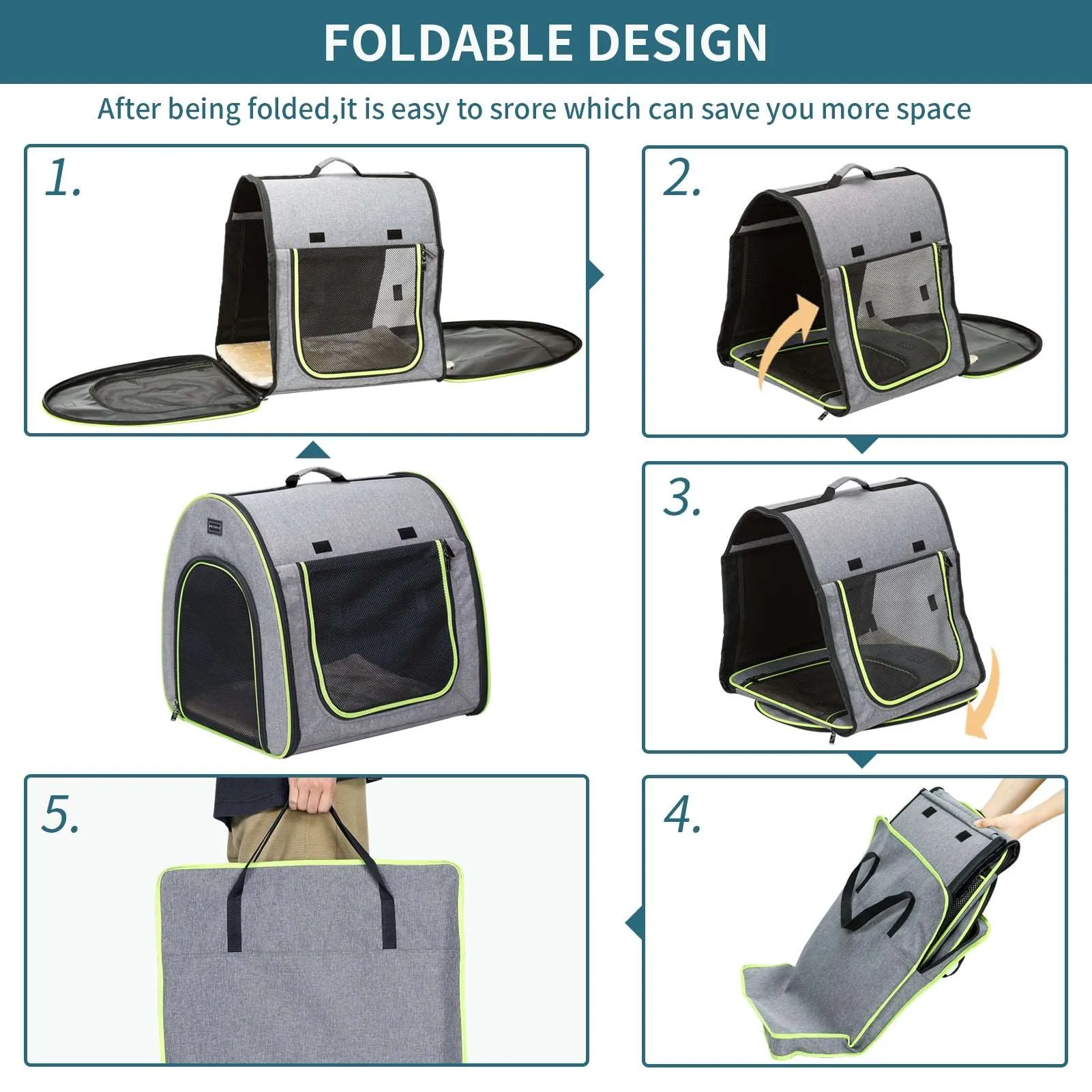 PETSFIT Portable Soft Collapsible Dog Crate Travel Soft Kennel