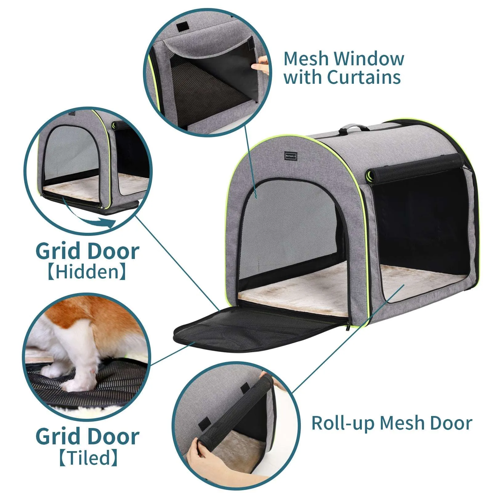 PETSFIT Portable Soft Collapsible Dog Crate Travel Soft Kennel