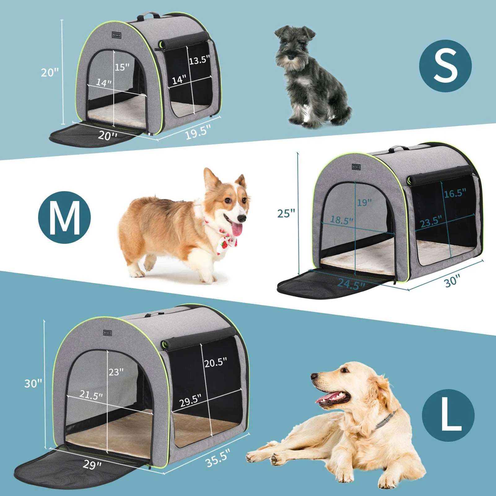 PETSFIT Portable Soft Collapsible Dog Crate Travel Soft Kennel