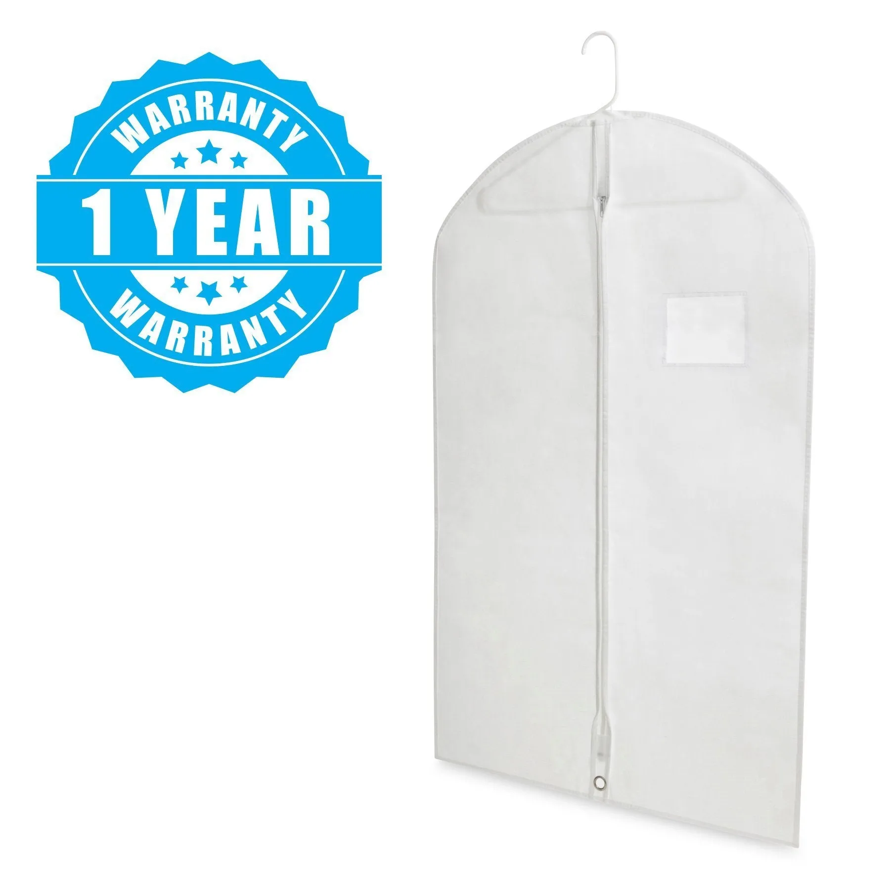 Plixio 40" Travel Garment Bags for Clothing Storage of Suits, Dresses, Dance Costumes - Hanging Clothes Bag with Window and Zipper (10 Pack)