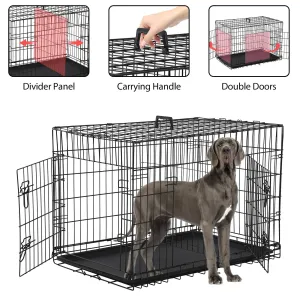 Premium 48 Inch Large Dog Crate - Sturdy, Foldable Metal Kennel with Dual Doors for Ultimate Comfort and Security
