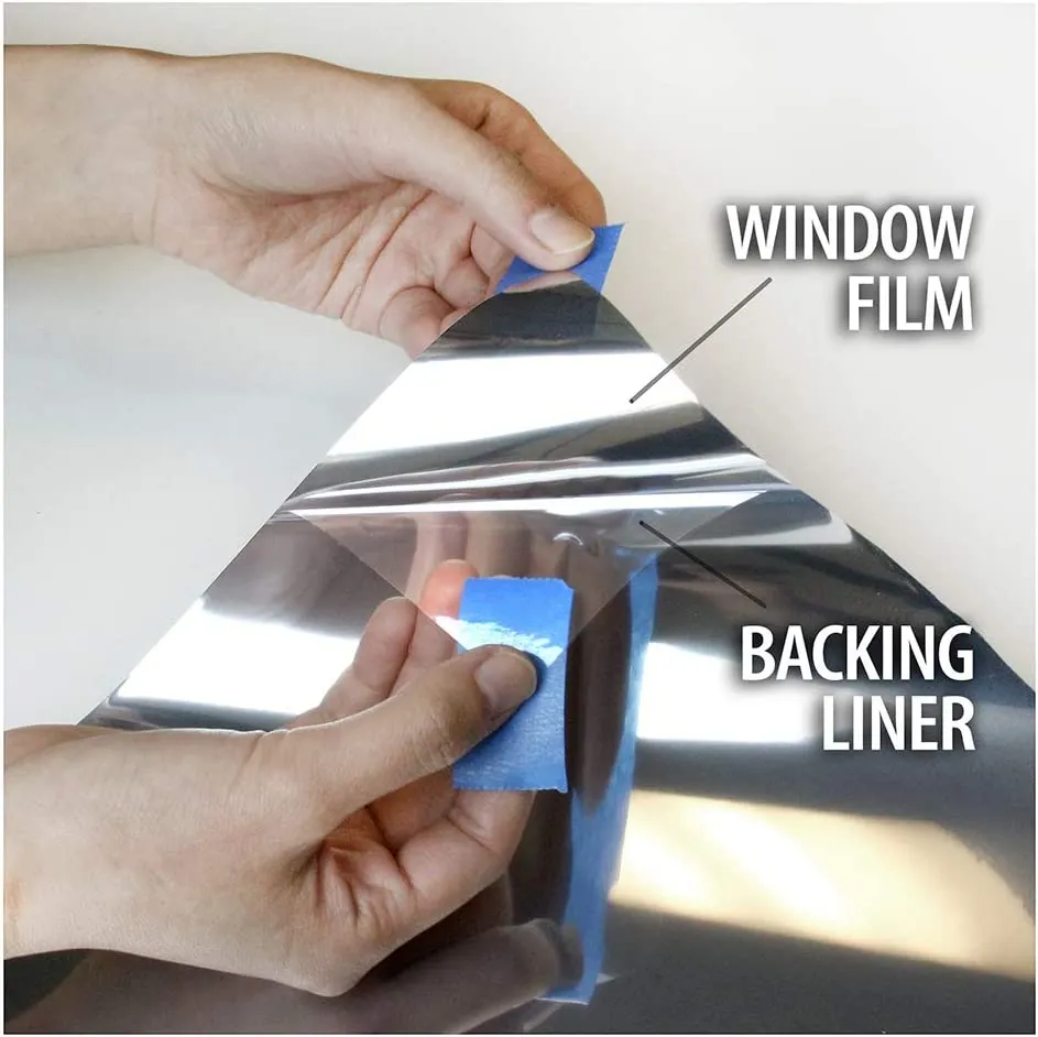 RockRose Mirror Silver Tint Film to Enhance Privacy & Style - One Way Window Film Tint for Home Windows & Commercial Purpose - VLT Mirror Tint with 99% UV Blocking Feature - 5 Ft x 100 Ft