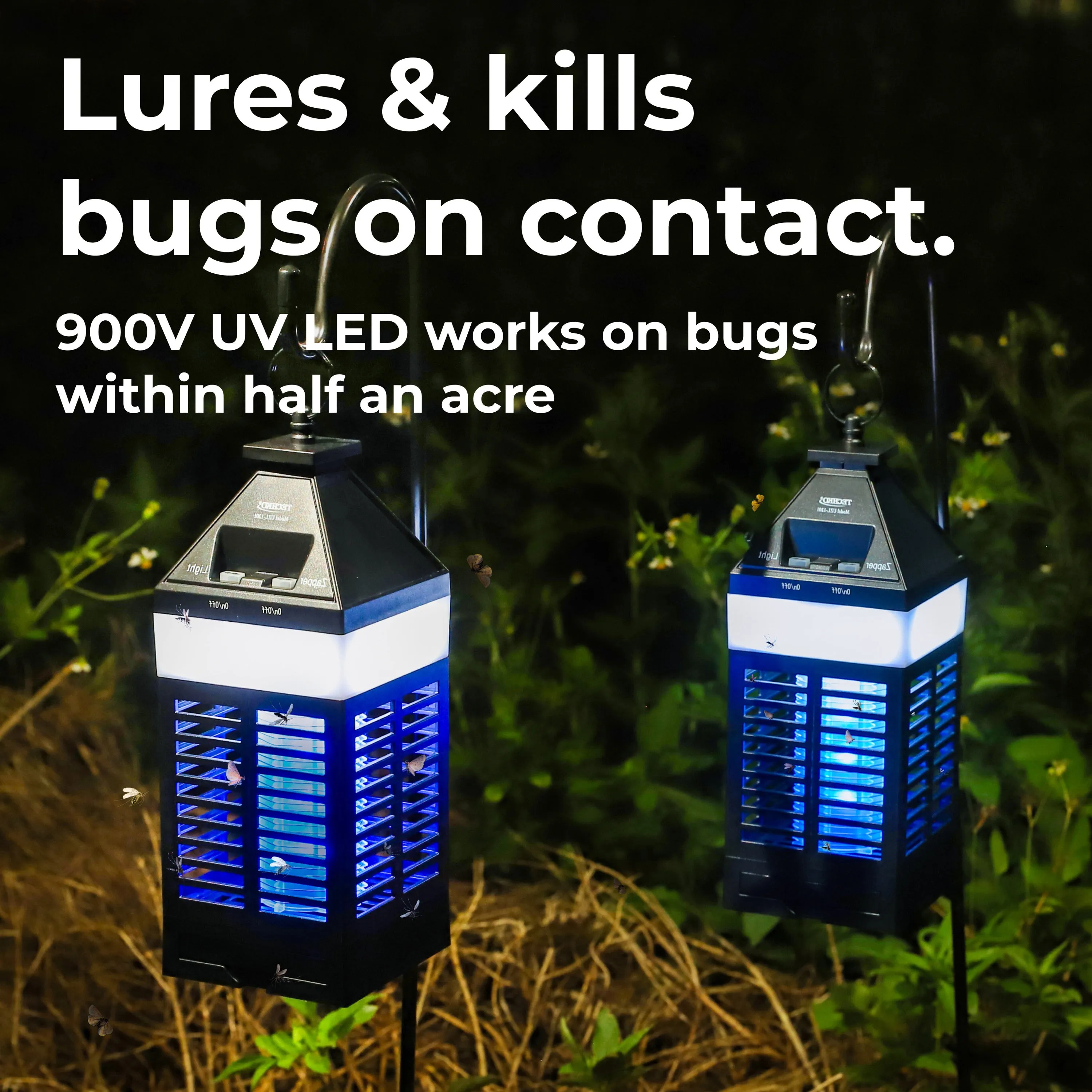 Solar Bug Zapper Lantern with 360º Easy-Clean Brush