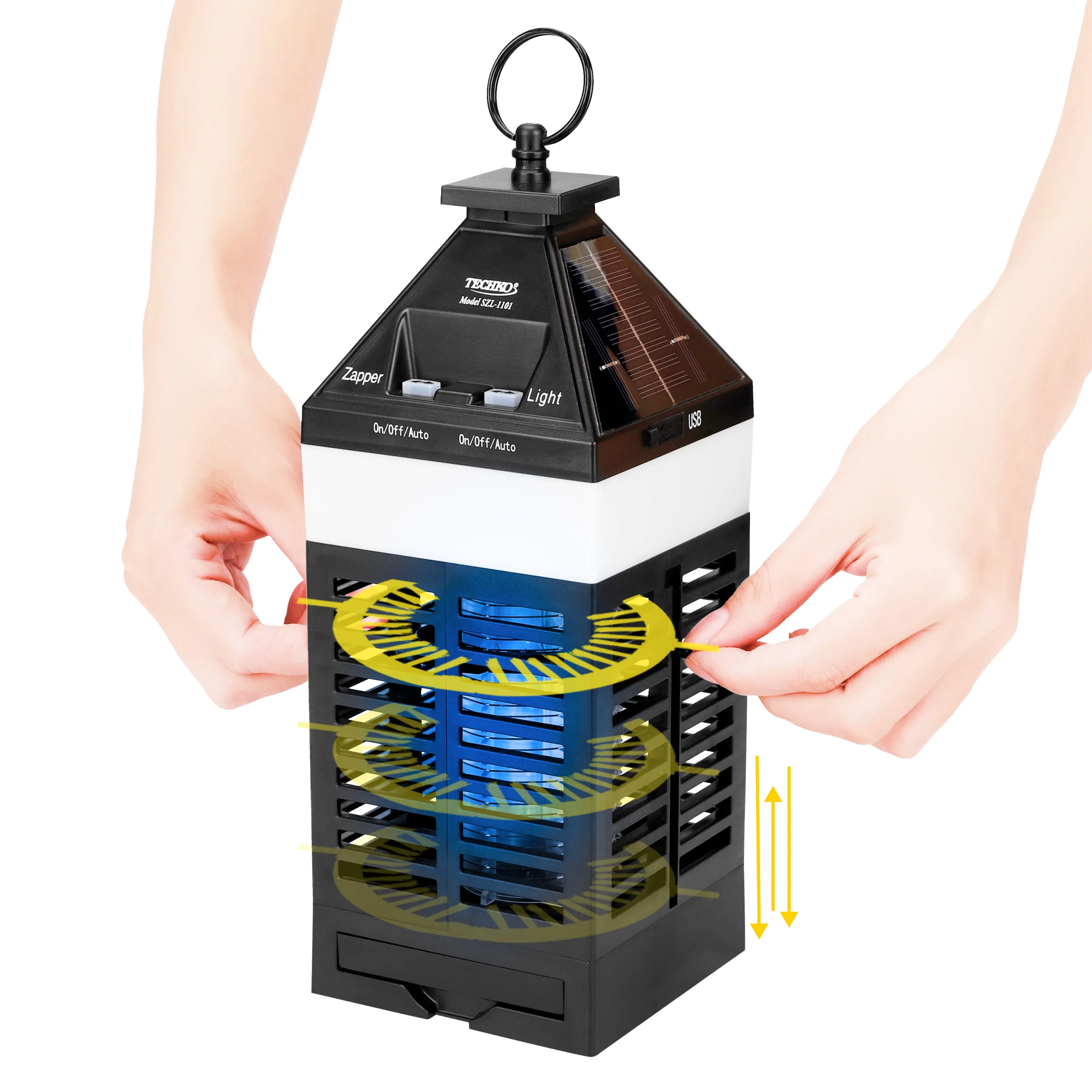 Solar Bug Zapper Lantern with 360º Easy-Clean Brush