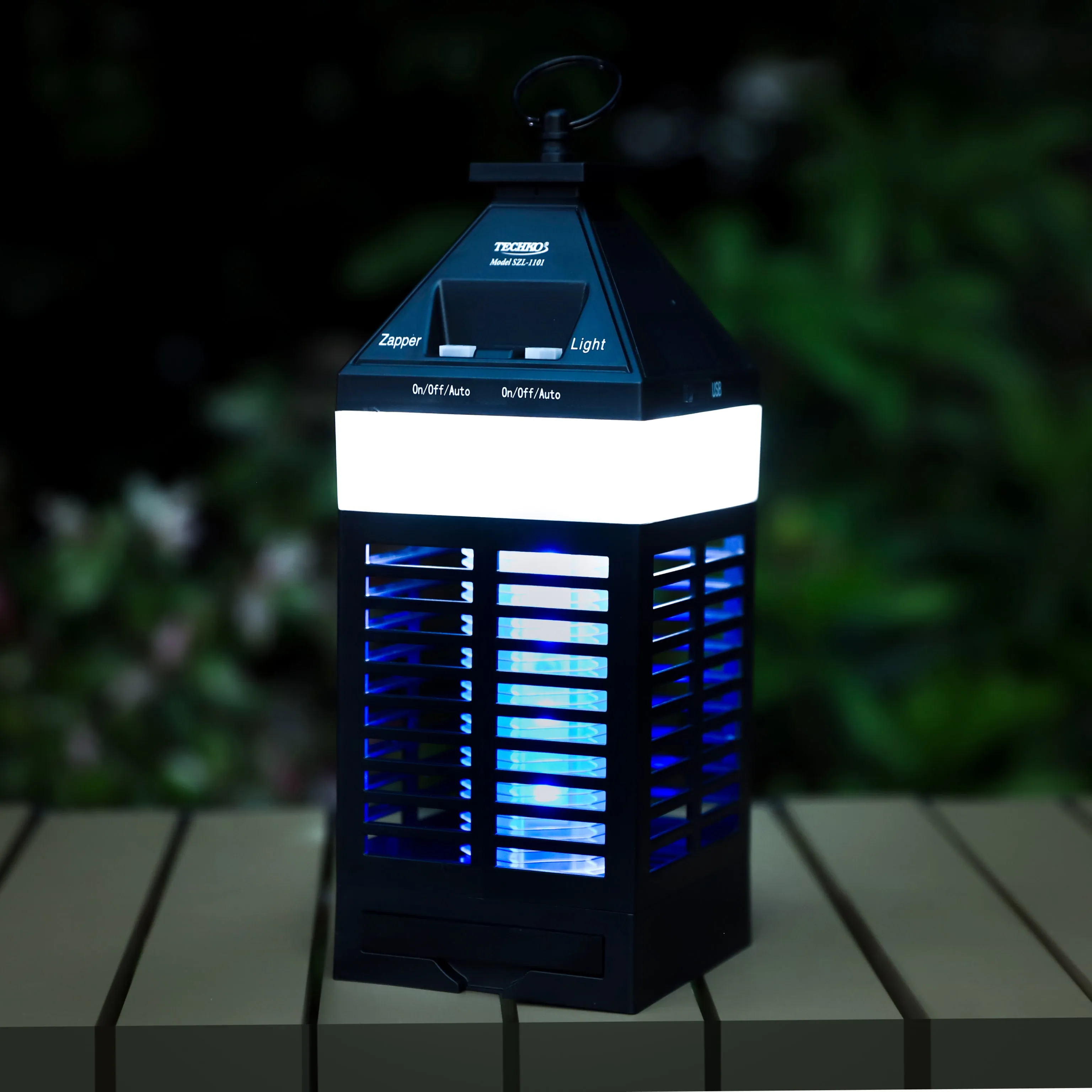 Solar Bug Zapper Lantern with 360º Easy-Clean Brush